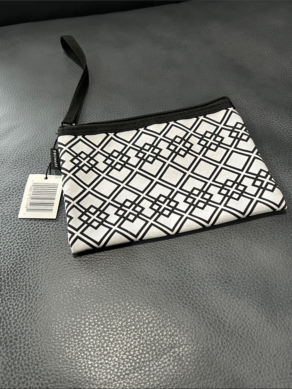 Sephora Black & White Geometric Wristlet Pouch